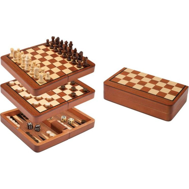 Philos Chess Backgammon Checkers Set, travel, field 18 mm, magnetic šahs nardi dambrete