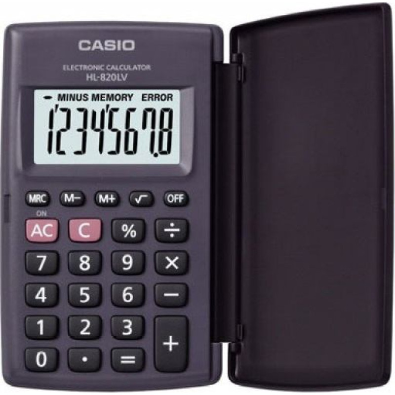 Casio kalkulator kieszonkowy hl-820lv-b bk, 8-cyfrowy, 127x104mm, czarny, box