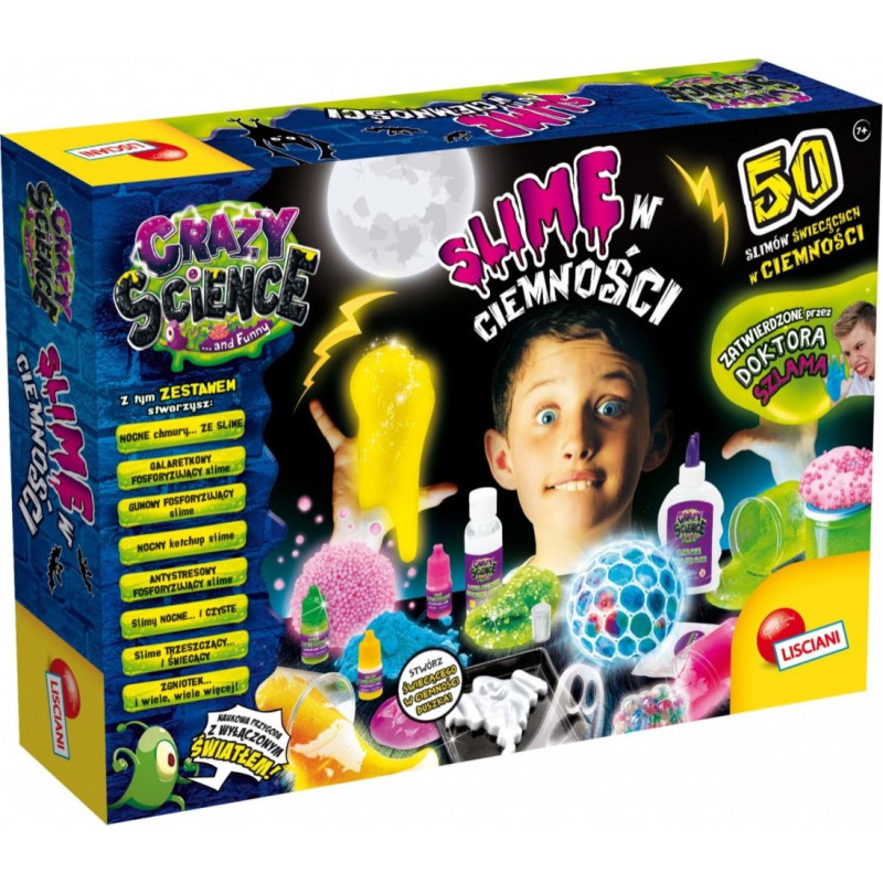 Lisciani Zestaw naukowy crazy science slime w ciemności