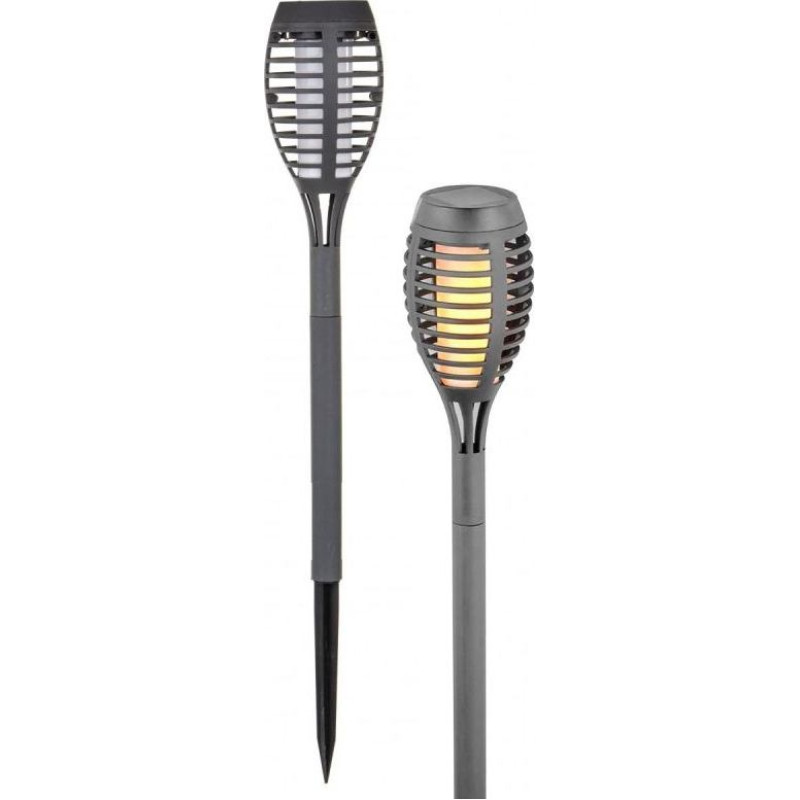 TORCH SOLAR LAMP DANCING FLAMES 12 LED SMD 7.5x7.5x46.5CM GRAY
