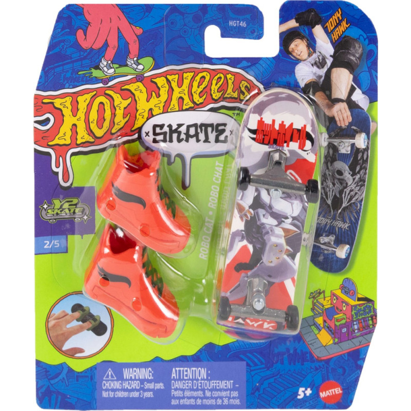 Mattel Hot Wheels Skate Fingerboard and Shoes: Tony Hawk - Robo Cat (JJN06)