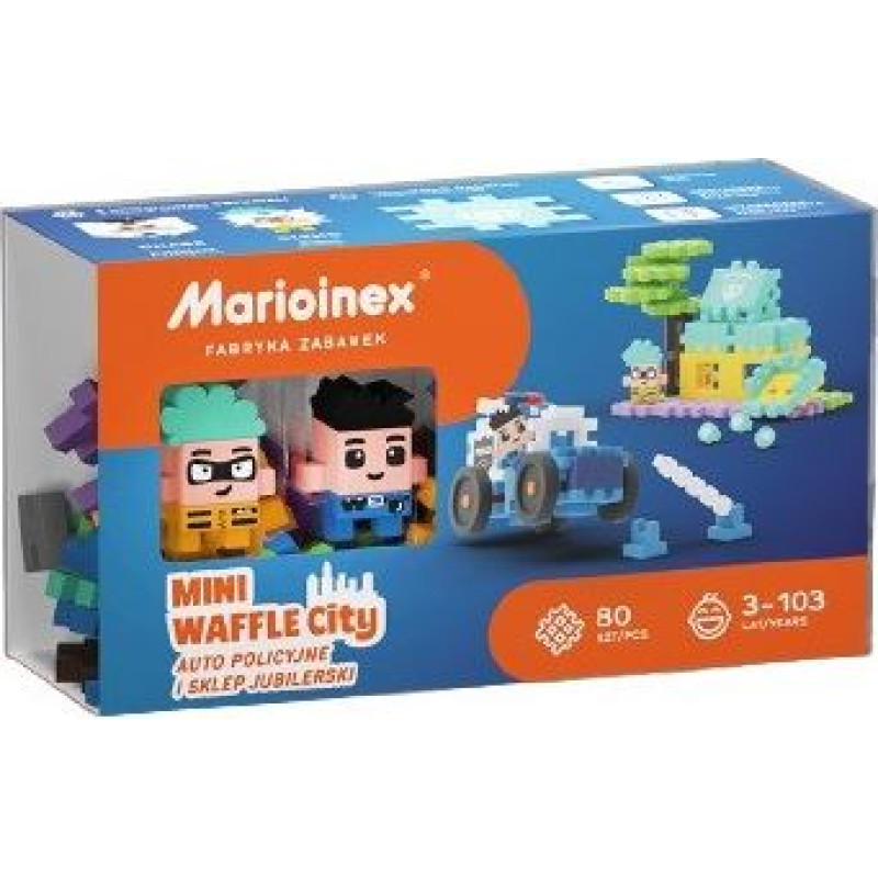 Marioinex Klocki konstrukcyjne waffle mini - auto policyjne i sklep jubilerski
