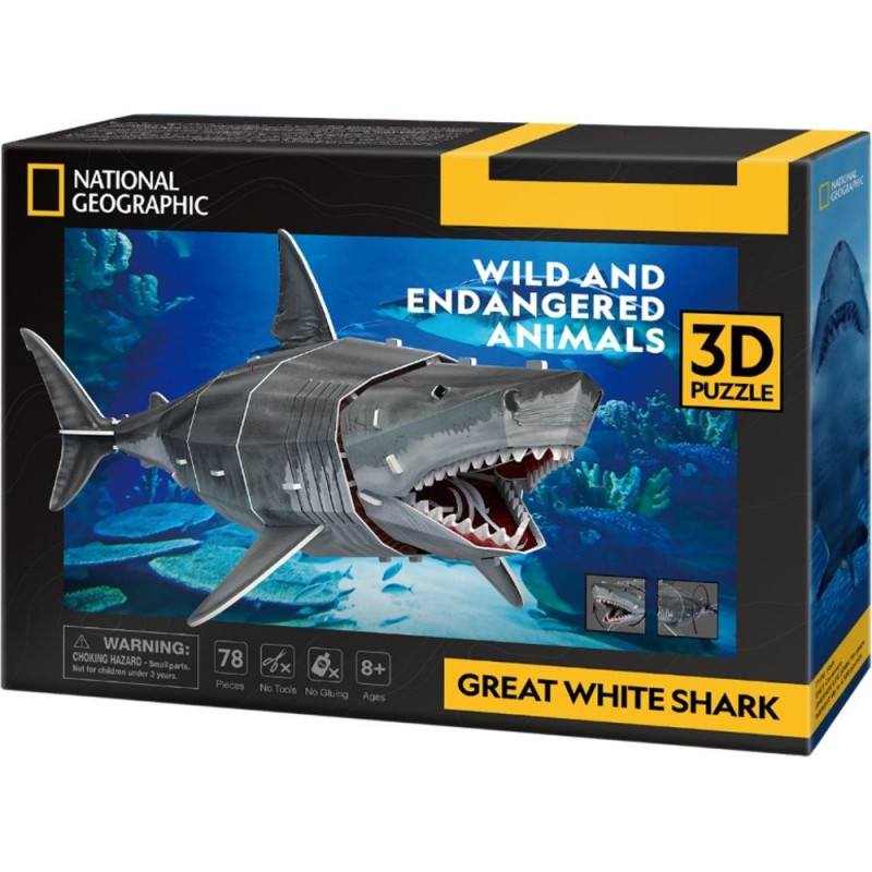Cubic Fun Puzzle 3d 78 elementów Żarłacz biały