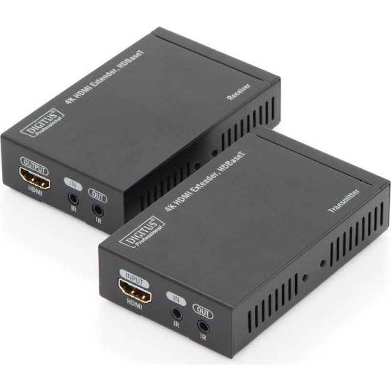 Digitus Przedłużacz/extender hdmi hdbaset do 70m po cat.5e, 4k 30hz uhd, hdcp 2.2, ir, z audio (zestaw)
