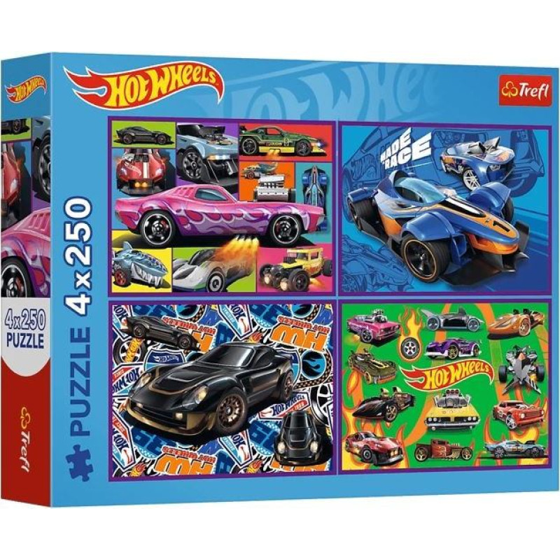 Trefl Puzzle 4x250 wyścigowe auta hot wheels