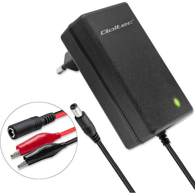 Qoltec Automatyczna ładowarka do akumulatora agm gel std 6v 12v | 1.5a |prostownik z sygnalizatorem led
