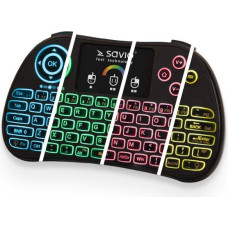 Savio Klawiatura podświetlana mini bezprzewodowa rgb tv box, smart tv, konsole, pc, kw-03