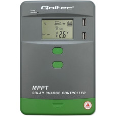 Qoltec Solarny regulator ładowania mppt z czujnikiem temperatury 30a |  12v/24v | lcd | 2xusb | bluetooth | app | gel | lifepo4