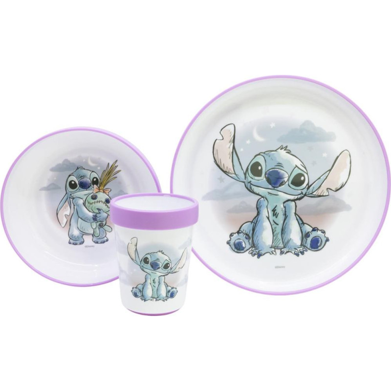 Stor : Stitch Cuddle Me - Baby Non Slip 3 Pcs Bicolor Premium Set In Gift Box (10995)