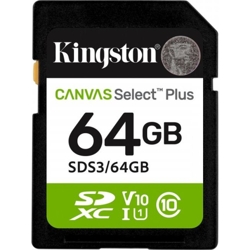 Kingston Karta pamięci sd 64gb canvas select plus gen3 100mb/s