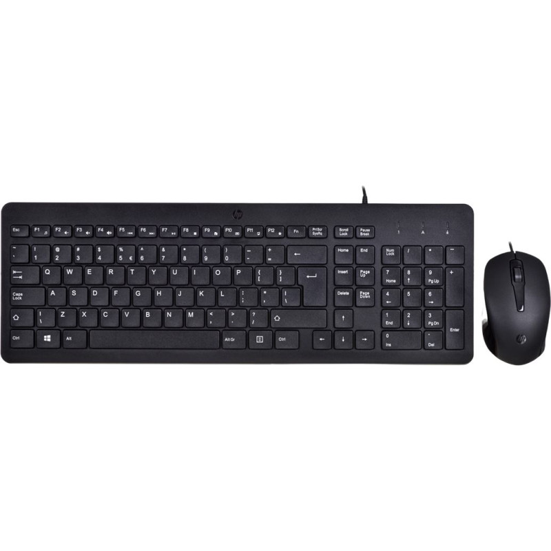 Hewlett-Packard Zestaw klawiatura + mysz hp 150 wired mouse and keyboard przewodowe czarne 240j7aa