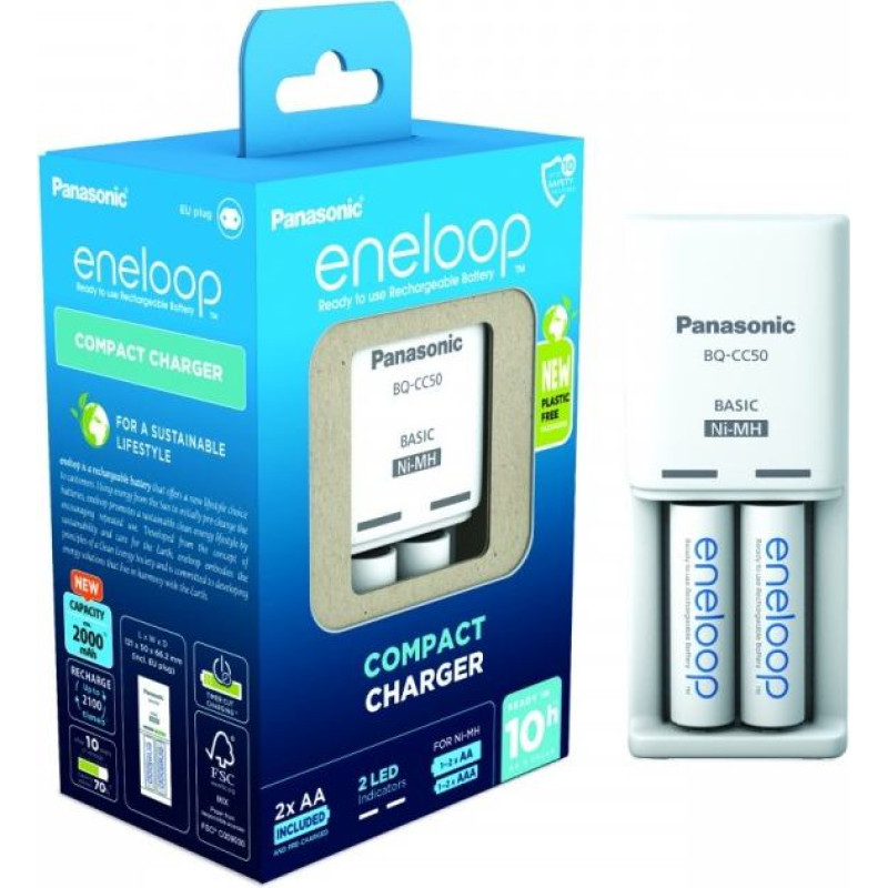 Panasonic Eneloop ładowarka kompaktowa bqcc50+aa 2 s