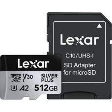 Lexar Karta pamięci microsd 512gb c10 a2 u3 v30 205/150mb/s silver plus