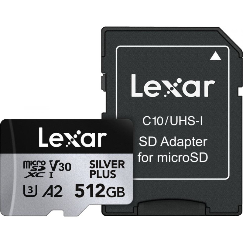 Lexar Karta pamięci microsd 512gb c10 a2 u3 v30 205/150mb/s silver plus