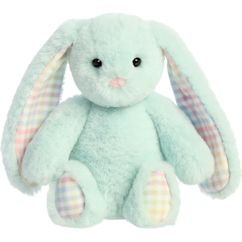 Aurora Plush AURORA Rainbow Gingham Bunnies Plīša piparmētru zaļš  trusis, 18 cm
