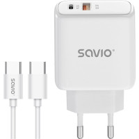 Savio ładowarka sieciowa 20w + kabel quick charge power delivery 3.0 biała la-13