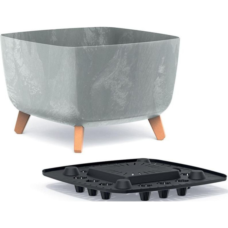 GRACIA SQUARE CONCRETE EFFECT FLOWER POT 24x24CM