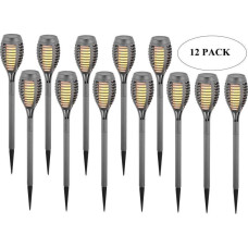 TORCH SOLAR LAMP DANCING FLAMES 12 LED SMD 7.5x7.5x46.5CM GRAY - 12pcs