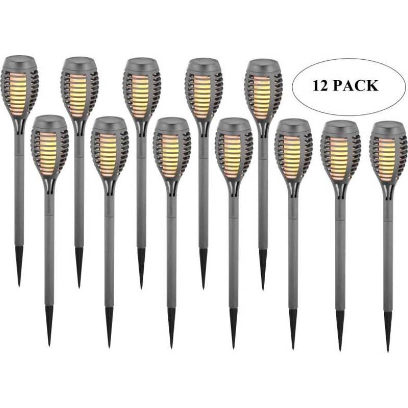 TORCH SOLAR LAMP DANCING FLAMES 12 LED SMD 7.5x7.5x46.5CM GRAY - 12pcs