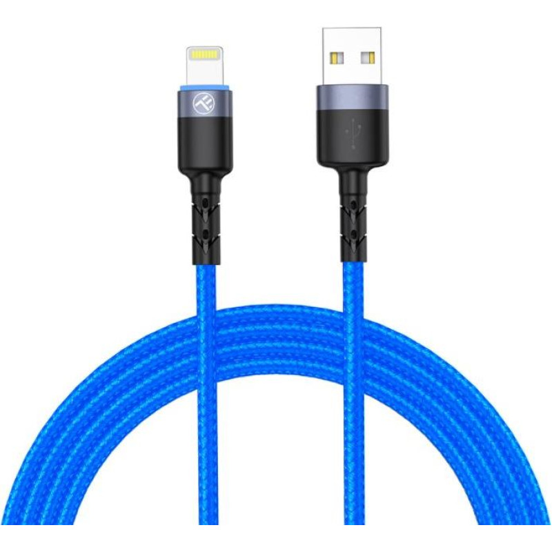 Tellur Data Cable USB to Lightning with LED Light, 3A 1.2m Blue
