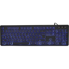 Gembird klawiatura multimedialna z trójkolorowym podświetleniem usb, us layout, czarna