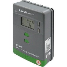Qoltec Solarny regulator ładowania mppt z czujnikiem temperatury  20a | 12v / 24v | lcd | 2 x usb