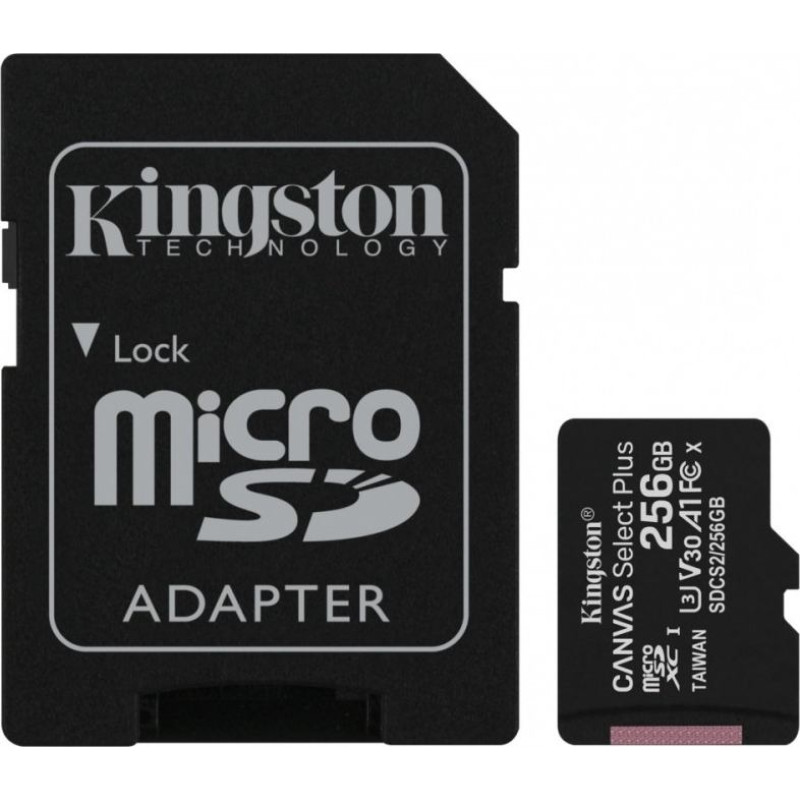 Kingston Karta pamięci microsd 256gb canvas select plus 100/85mb/s