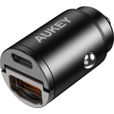 Aukey Cc-a3 mini aluminiowa ładowarka samochodowa 2xusb (1xusb c power delivery + 1xusb a quick charge 3.0) 30w 6a