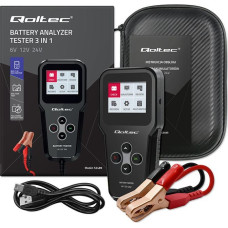 Qoltec Cyfrowy tester akumulatora 3w1 z lcd | 6v | 12v | 24v | 30ah-    200ah