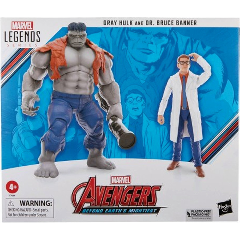 Hasbro Fans Marvel Avengers: Legends Series (60th Anniversary) - Beyond Earths Mightiest - Gray Hulk and Dr. Bruce Banner Action Figures (Excl.) (F7084)