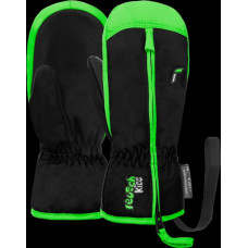 REUSCH Ben Mitten children's winter gloves made of artificial leather, insulated, waterproof, black and green (62/85/408/7716) (I)