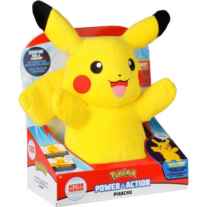 Jazwares Pokemon power action pikachu zabawka interaktywna, pluszak, 25 cm