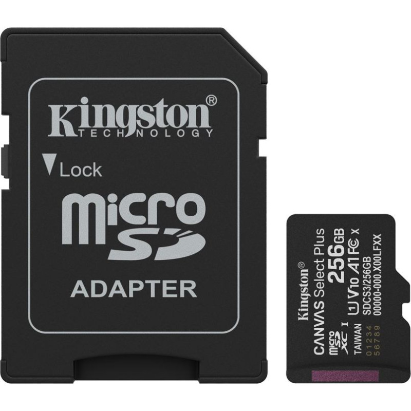 Kingston microsdxc 256gb canvas select plus 3 + adp