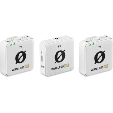 Rode wireless me dual white  - kompaktowy bezprzewodowy system mikrofonowy z dwoma nadajnikami do nagrywania dwukanałowego (biały)