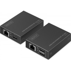 Digitus Przedłużacz (extender) po skrętce kat.6 hdmi 4k/30hz z kvm usb 1.1 do 40m/70m, max. 253 odbiorniki, sterowanie ir - zestaw (odbiornik/nadajnik)