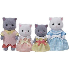 Sylvanian Families - Persian Cat (grey /white mix) Family - Toy - rotaļlieta