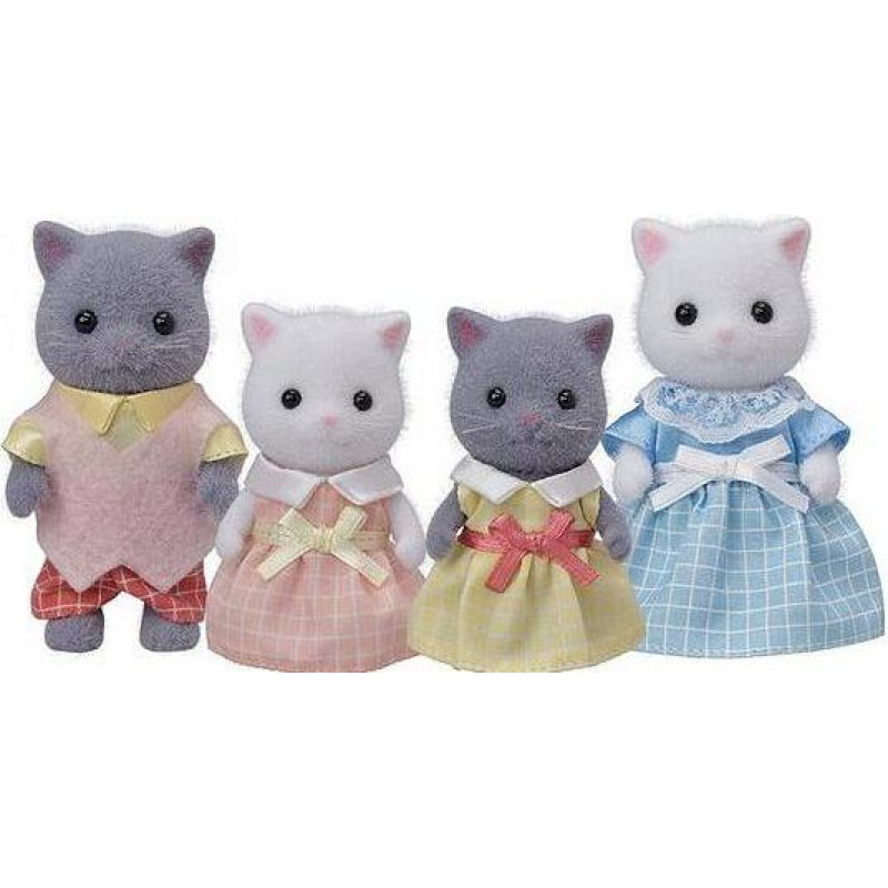 Sylvanian Families - Persian Cat (grey /white mix) Family - Toy - rotaļlieta