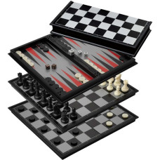 Philos Chess Backgammon Checkers Set, plastic, field 37 mm, magnetic šahs nardi dambrete