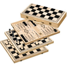 Philos Chess Backgammon Checkers Set, field 50 mm, with carrying handle šahs nardi dambrete