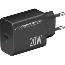 Esperanza ładowarka sieciowa 20w usb-c pd czarna ezc104k