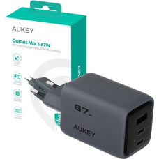 Aukey Pa-c3 ładowarka sieciowa 3xusb (2xusb-c + 1xusb-a) 67w 5a qc5.0 pd3.0 afc pps fcp scp