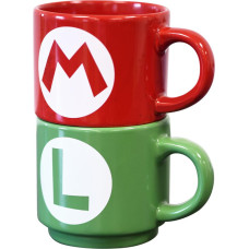 ''Pyramid Shop.com'' Pyramid Nintendo: Super Mario (Mario Luigi Initial) Stackable Mug Set (GP86738)