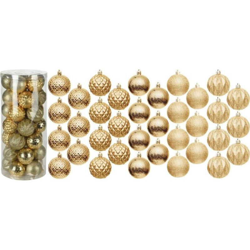 DECORATIVE PLASTIC BALL 6CM SET 35 GOLD