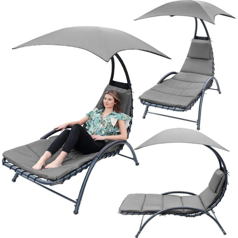 BERGAMO DECHAIR WITH UMBRELLA 200x125x180CM GRAY