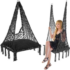 OPENWORK HAMMOCK HANGING CHAIR STORK'S NEST 60x60x115CM WITH PILLOW DARK GREY