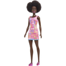 Mattel Barbie Purple Dress with Flowers - Dark Skin Doll with Pink Dress (HGM58)