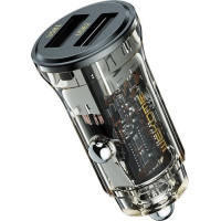 Wekome Ładowarka samochodowa 2 x usb-a fast charging 15w czarna / przezroczysta