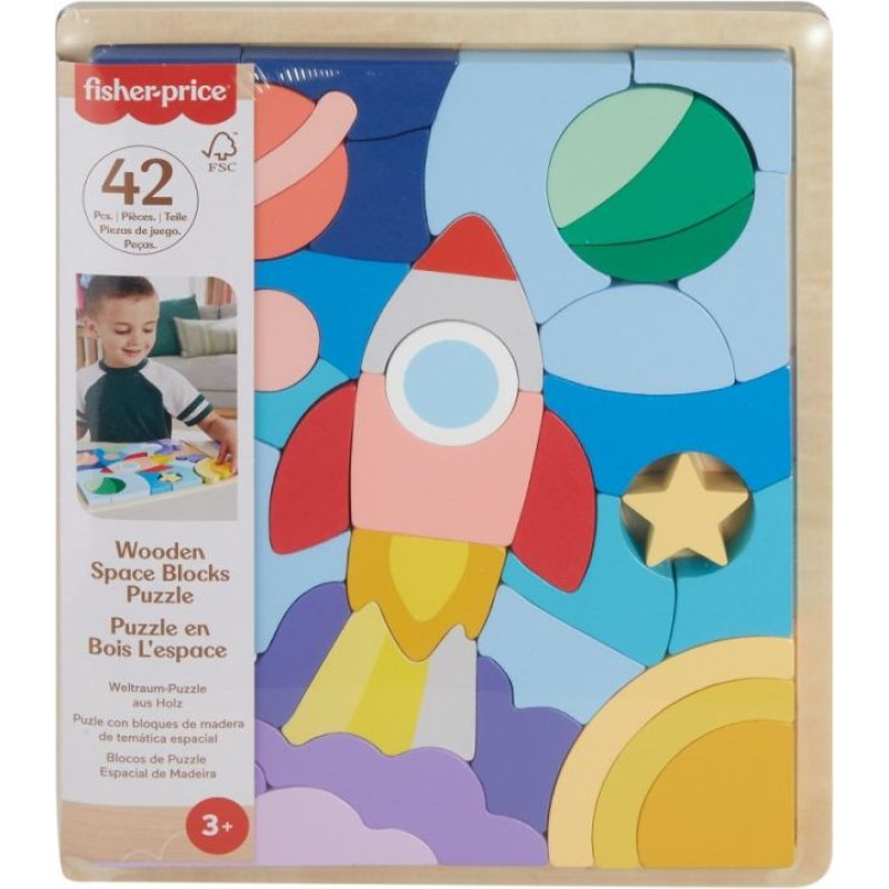 Fisher Price Puzzle drewniane 42 elementy kosmos