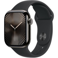 Apple Watch series 10 gps + cellular, koperta 42 mm z tytanu w kolorze łupkowym z paskiem sportowym w kolorze czarnym - rozmiar m/l
