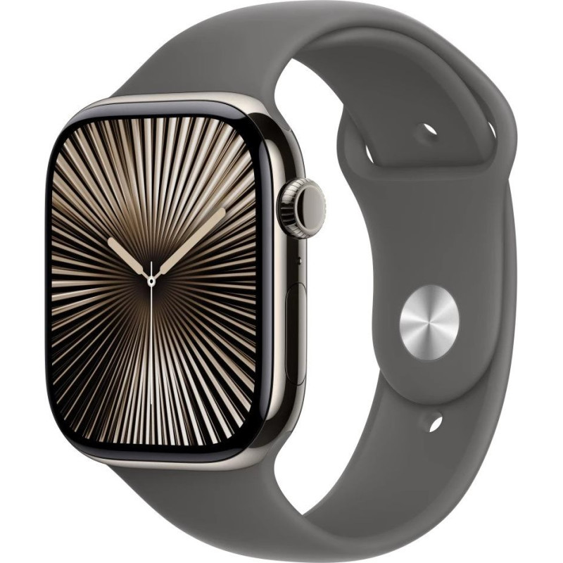 Apple Watch series 10 gps + cellular, koperta 46 mm z tytanu w kolorze naturalnym z paskiem sportowym w kolorze górskiej szarości - rozmiar s/m